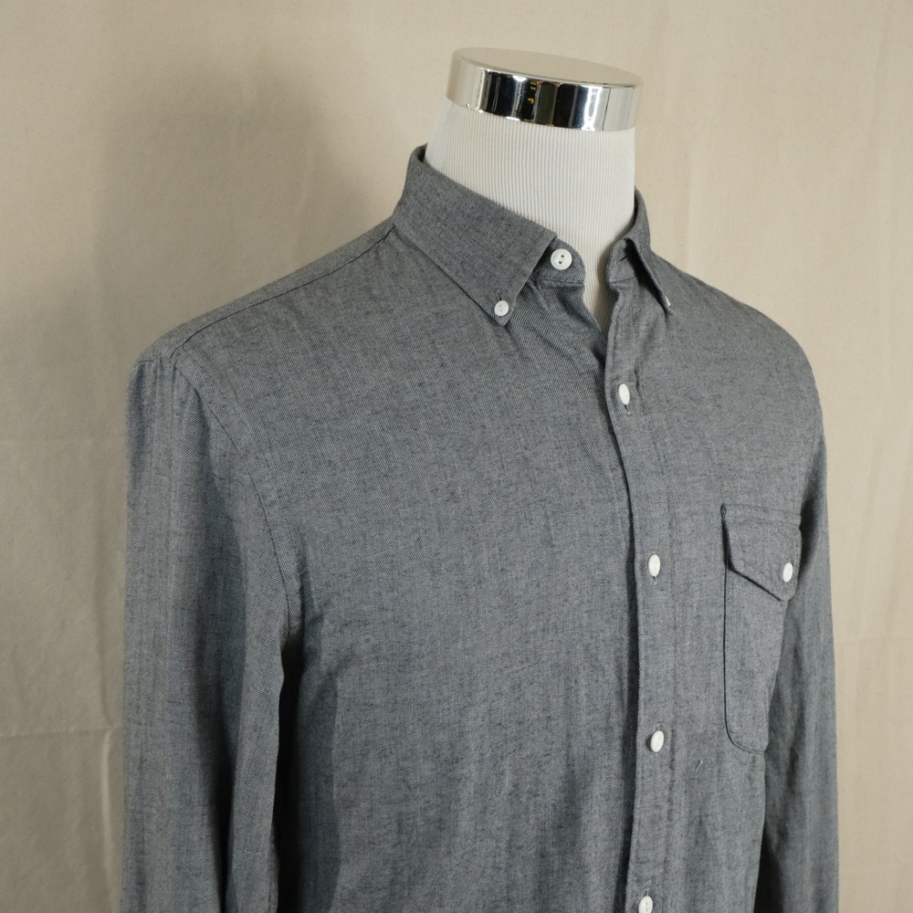 Bonobos Medium Tailored Slim Fit Button Down Shirt Gray Flannel Cotton Mens